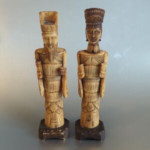 9" Bone Carved Chinese King and Queen